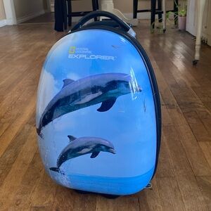 a fun summery national geographic rolling suitcase